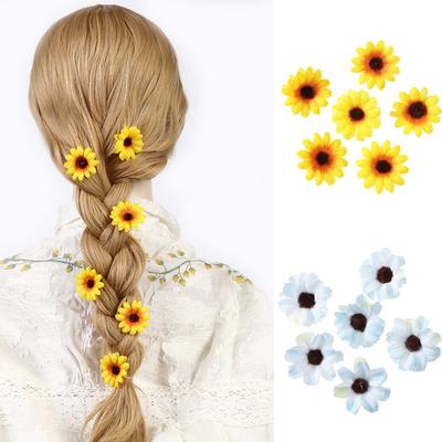 6 Stück/Set Sonnenblumen Haarnadeln Gelb Süße Haarspange Seitenclips Mädchen Styling-Werkzeuge Haarnadel Foto Reise Böhmen Haarschmuck