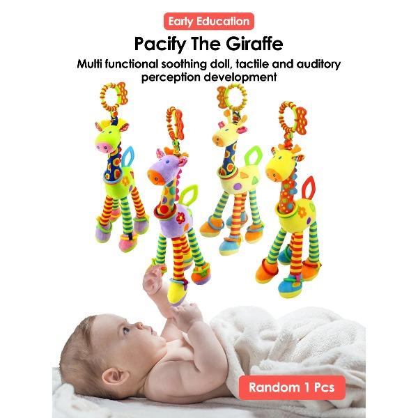 1pcs Random Soft Giraffe Handbells Rattles Plush Infant Baby Development Handle Toys WIth Teether Baby Toy For Newborn Gifts