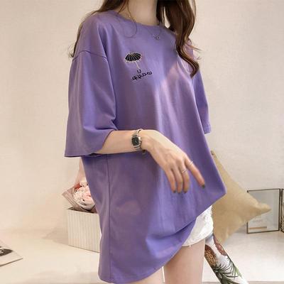 2024 Summer Women's Embroidered Short Sleeve T-shirt - Korean Versatile Medium Length Top