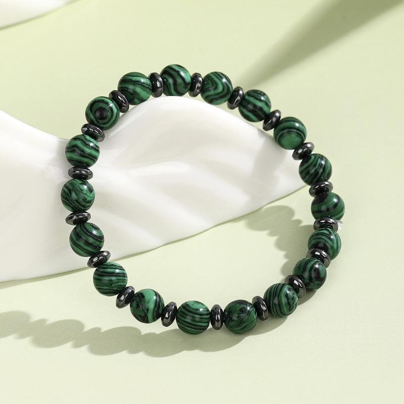New green peacock beaded bracelet hot-selling punk style men's round beaded beaded bracelet street stall batch