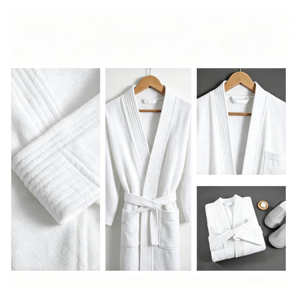 Unisex Cotton Hotel Bath Robe,Soft Absorbent Adult Bath Gown For Hotel Homestay Home All‑Season Use
