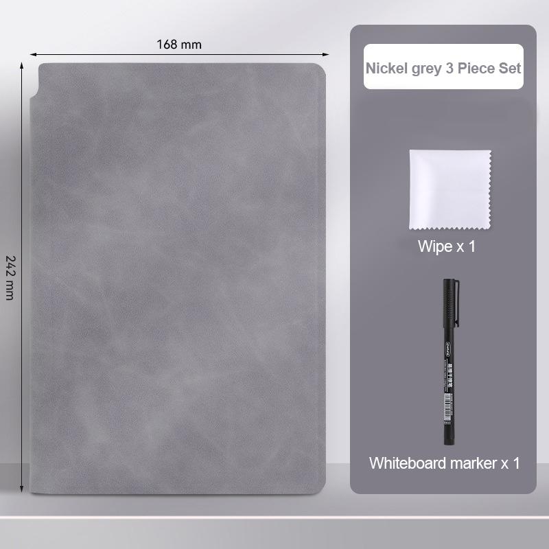 A5 Reusable Whiteboard Notebook Set With Whiteboard Pen Erasing Cloth Leather Memo Book Pad Weekly Planner Portable Notebooks
