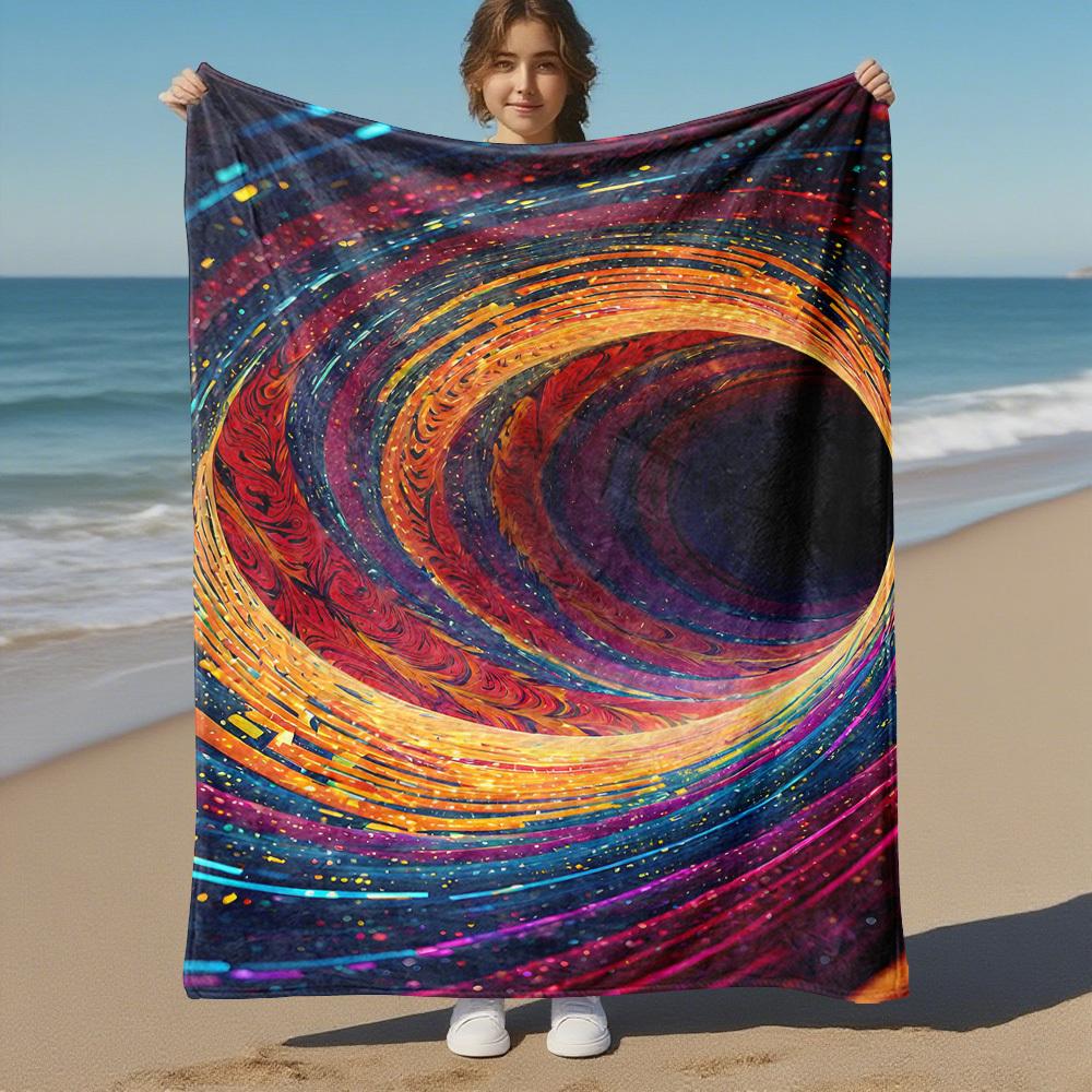 1PC Vortex SwirlOutdoor Flannel Blanket - Soft Plush Decor for Picnics, camping, Bedroom, Playroom, Office, or Lunch Break 1283A