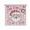 Set Of 2 Pink Santa Claus Printed Curtains Thermal Insulation Multiple Size Living Room Holiday Decoration Light Blocking Made Polyester Machine