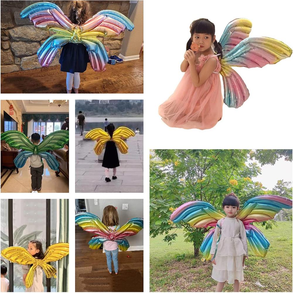 New 4pcs Colorful Butterfly Wings Balloons for Butterfly-Themed Party Decoration