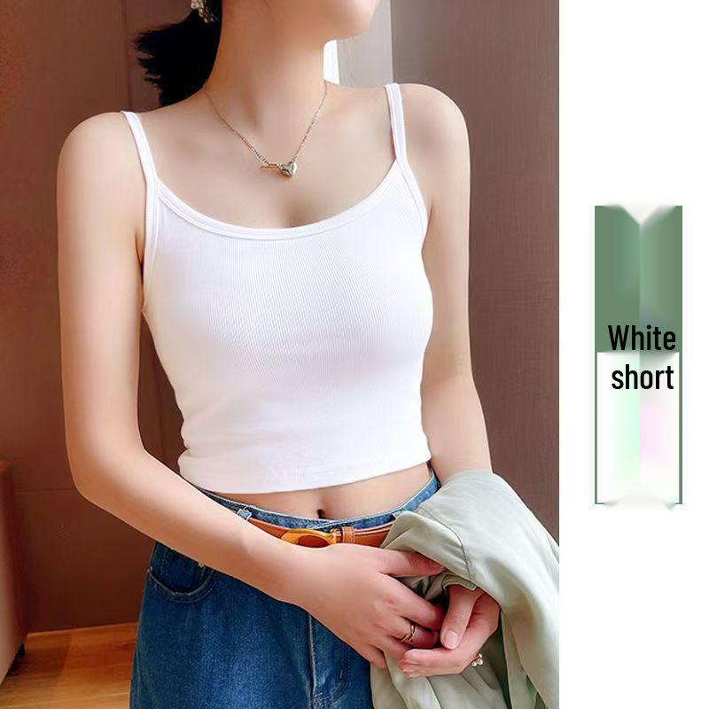 Women s Slim-Fit Cotton Camisole Tank Top - Summer Sleeveless Anti-Exposure Base Layer M 35-45 kg