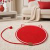 Cat Scratching Pad, Woven Cotton Rope Cat Scratcher with Bait Ball And Cute Ear Design, Indoor Cat Scratcher Mat for Furniture