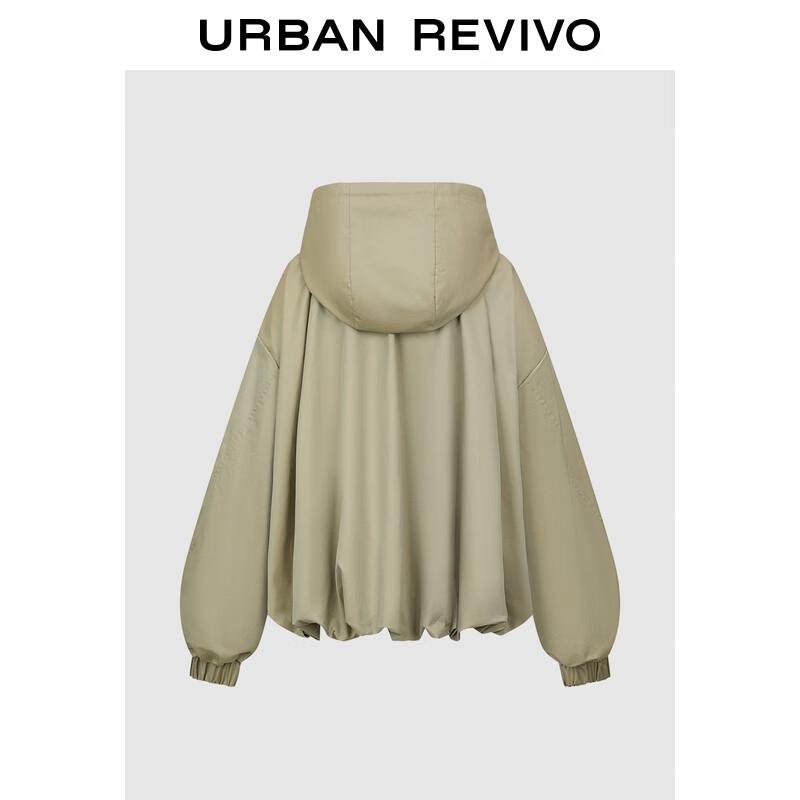UR Women s Loose Pleated Double-Zipper Hooded Jacket S (XS-S)