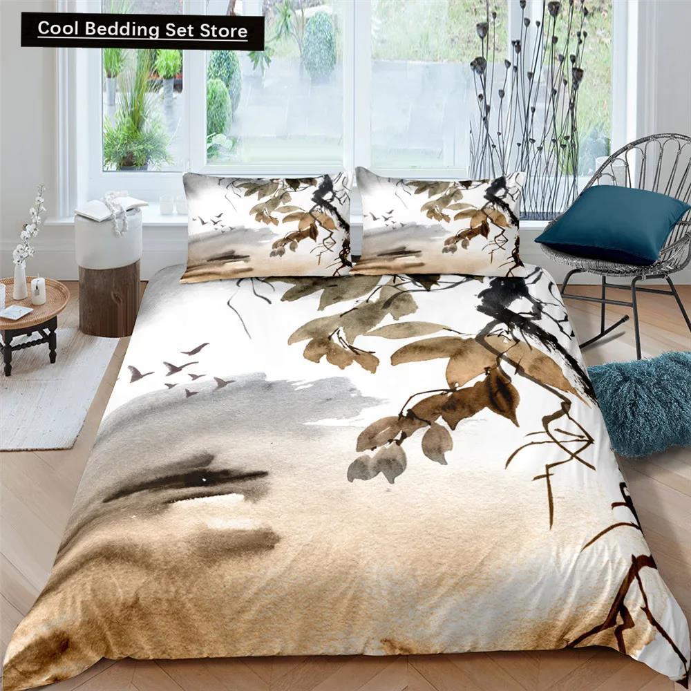 Flower Duvet Cover Cherry Blossoms Bedding Set with Pillowcase 2/3pcs Quilt Cover Home Textiles Floral Polyester Comforter Cover