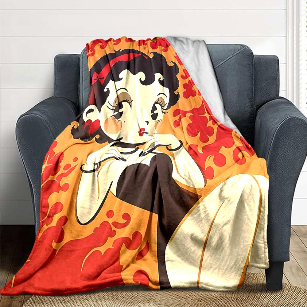 1Pc Betty Boop Dress Blanket For Couch Bed Plush Cozy Fuzzy Blanket Super Soft Warm Blankets For Fall And Winter 09186