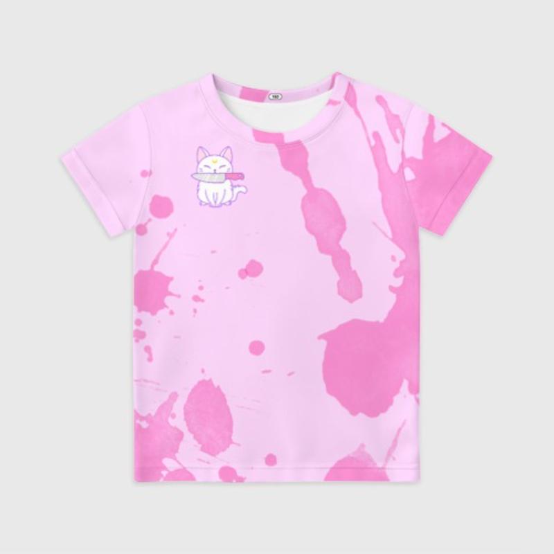 Children's Cartoon Unicorn Print Cute Tie Dye Multi-color T-shirts Girls Fashionable Soft Comfortable T-shirt
