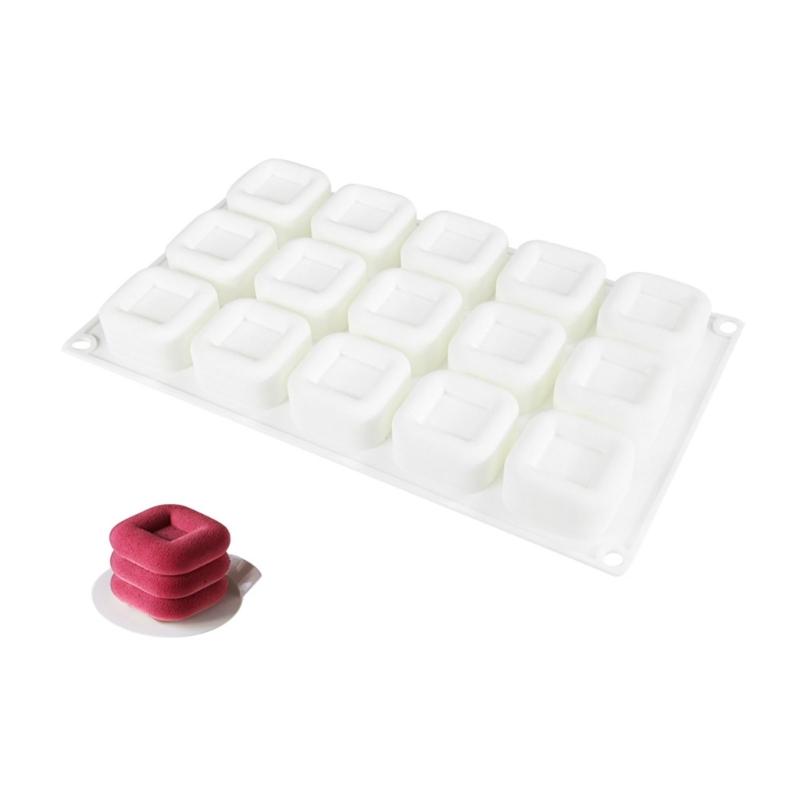 

Professional 15 Compartment Square Molds Multiple Level Pastry Maker Silicone Bakewares For Mini Cheesecakes And Jellies белый
