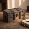 Wooden Treasure Chest Vintage Natural for Desk