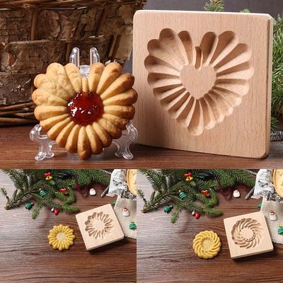 3D Wooden Cookie MoldChristmas Cookie Cutters Biscuit Cutter Moldes  Embossing Mold for Cakes and Cookies Press