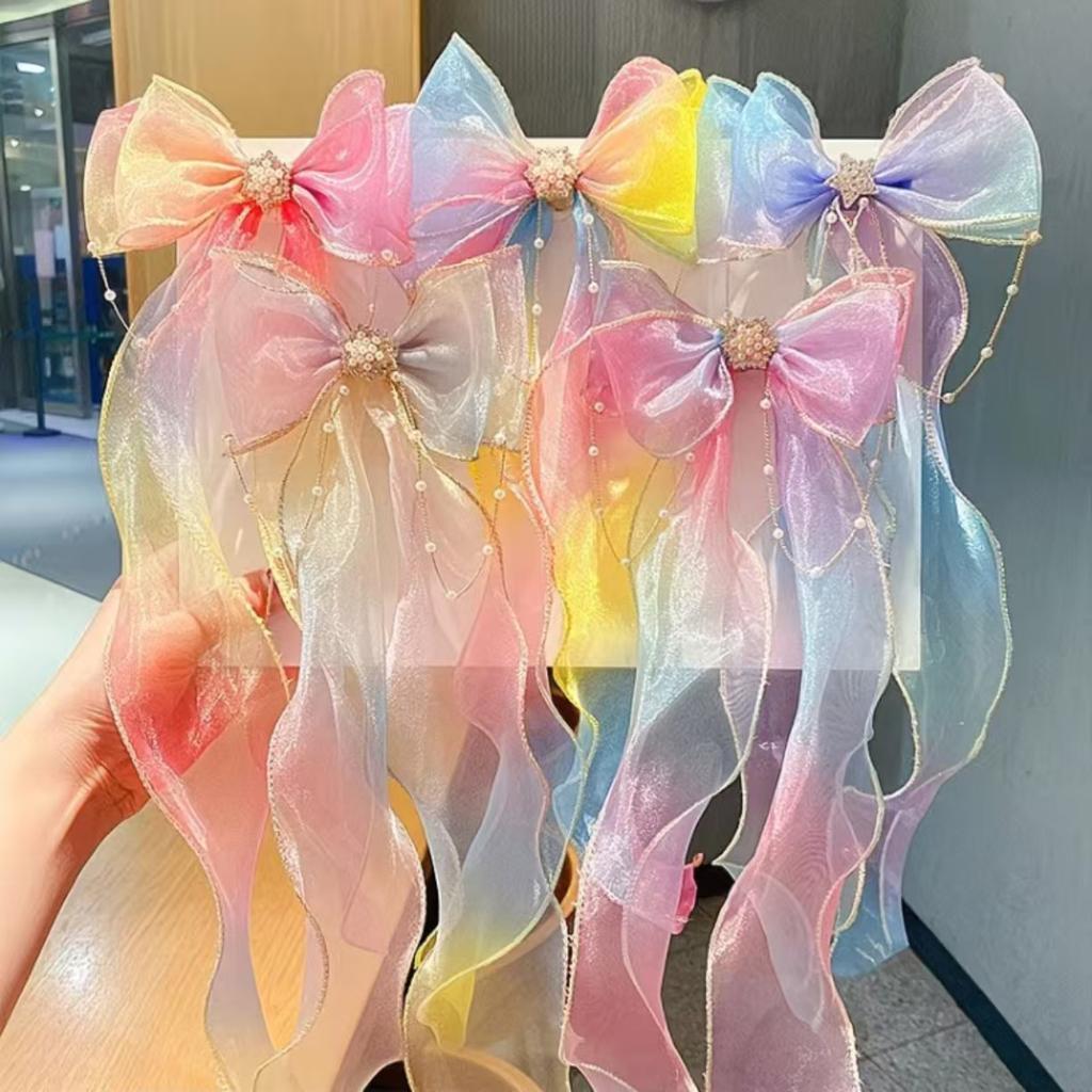 Children's headbands, rainbow bows for girls, braided hair clips, hair accessories, princess ponytails, ribbons, hairpins