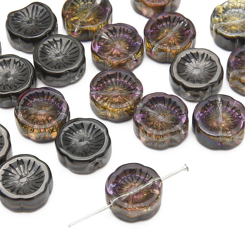 

10 шт. хрустальные стеклянные бусины свободные проставки гавайские цветочные бусины для изготовления ювелирных изделий DIY браслет ожерелье фиолетовый/чёрный