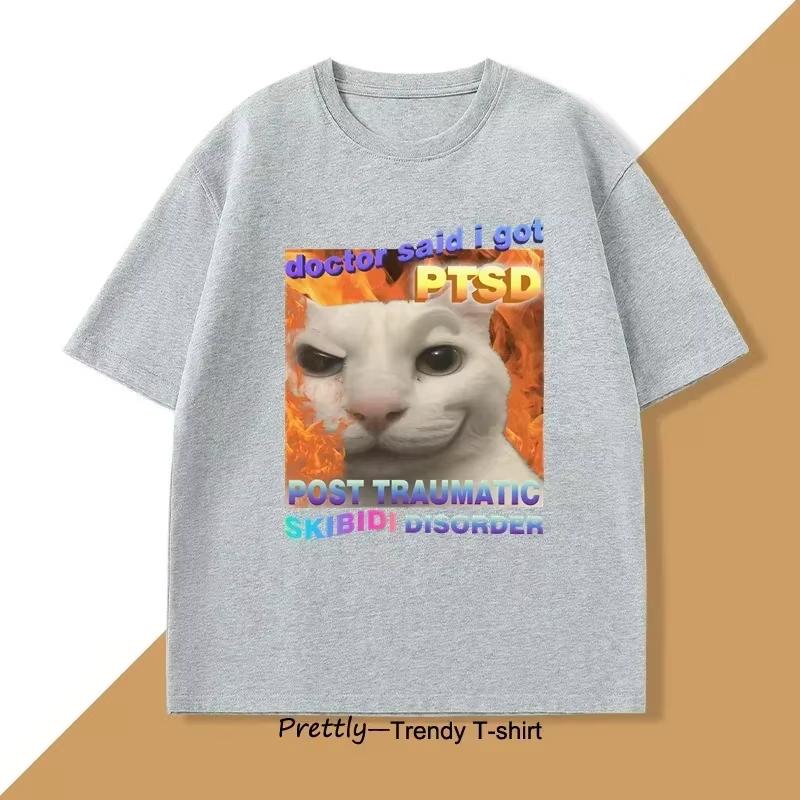 Funny Cat Skiddy Syndrome Tshirt for Women Silly Cat Tshirt Ugly and Stupid Tshirt A Gift for Cat Lovers Streetwear