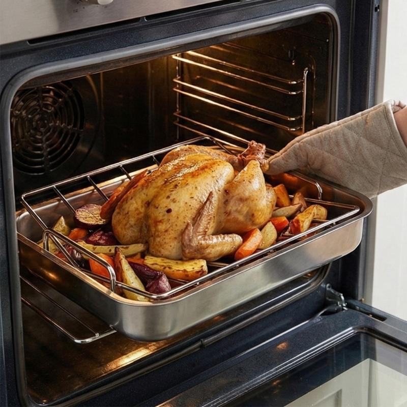 V Shape Turkey Cooking Support Stand Stainless Steel Grilling Roasting Rack For Oven And Outdoor Barbecue Accessory