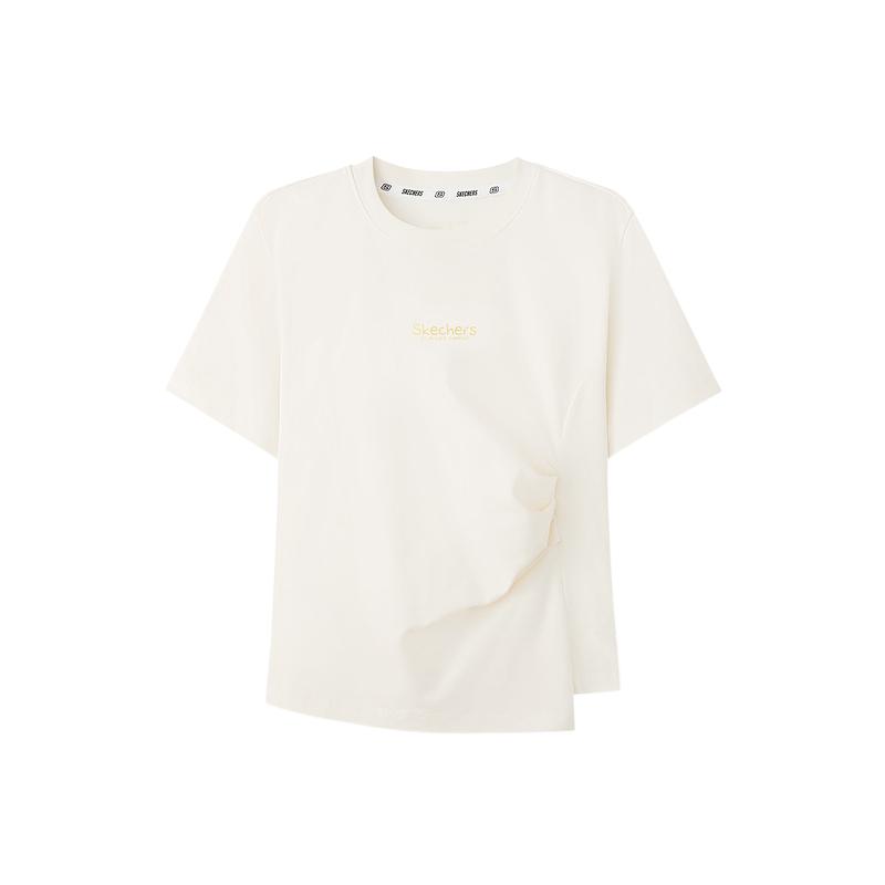 Skechers Solid Color Breathable Antibacterial Short Sleeve T-Shirt Women tops L226W026-0074 S