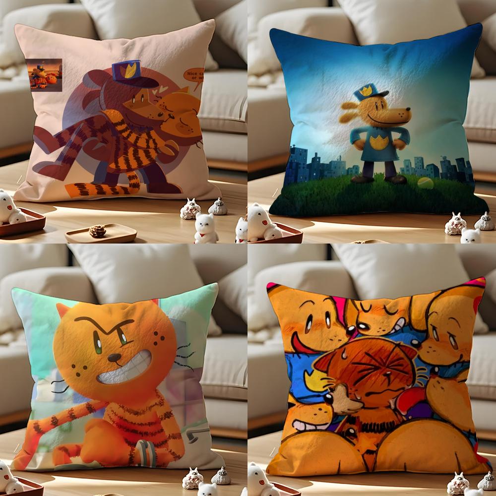 DOG MAN Anime Cushion Cover Anti-dustmite Pillowcase Invisible Zipper Silky Short Plush Sofa Cushion Cover