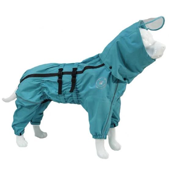 Dog Rain Coat Hooded Detachable Dog Raincoat Waterproof Dog Jump Suit Adjustable Dog Rain Jacket Reflective Large Dog Clothes
