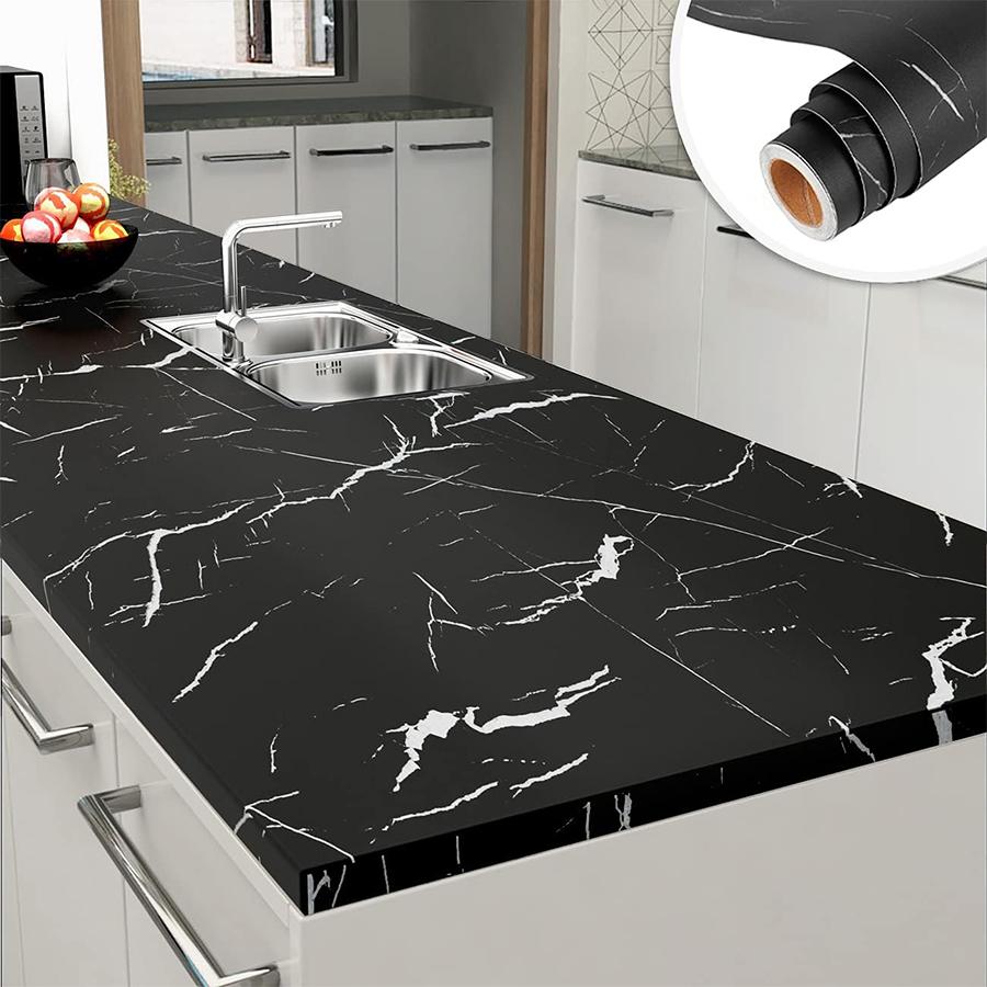 40cm Marble Aluminum Foil Wallpaper High Temperature Resistance Kitchen Stickers Self Adhesive Wallpaper PVC Bathroom Wall Sti