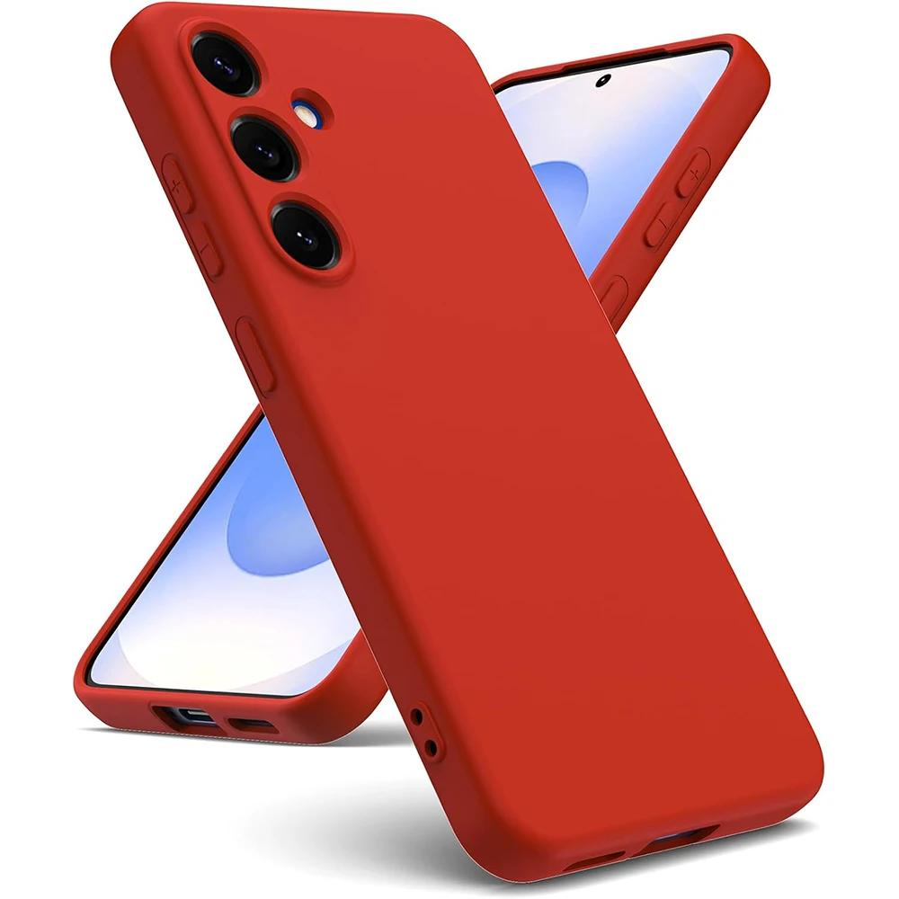 

Жидкий силиконовый чехол для SM Galaxy S25 S24 S21 FE S23 S22 Ultra Plus Противоударный Матовый Конфетного цвета Мягкий Чехол-накладка Galaxy S24 Ultra красный