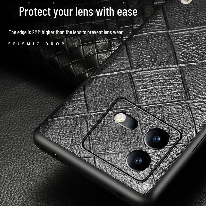 iQOO Neo9 Cowhide Diamond Pattern Leather Case - High-end protective cover for Neo9Pro.