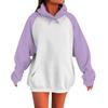 2025 European American Raglan Sleeve Hoodie - Long Sleeve, Spring/Autumn, Color Block, Loose Fit