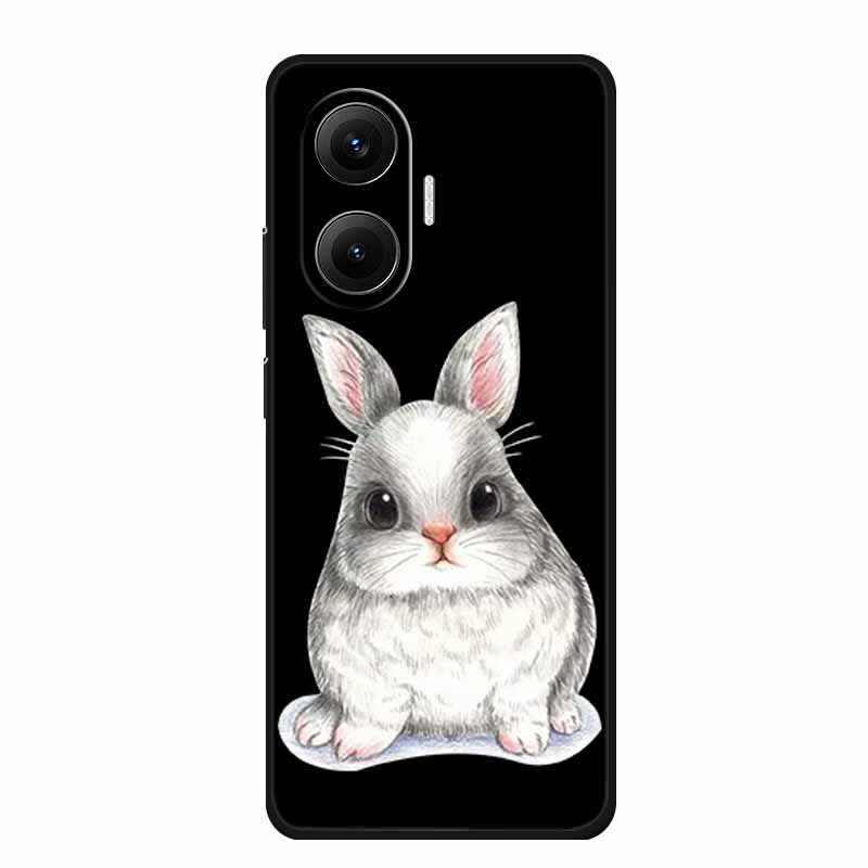 Black Silicone Case For Redmi Turbo 4 Pro A5 4G Case Cartoon Cat Soft Back Cover For Xiaomi Poco X7 Pro C71 Poco M7 4G Plus Case