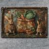 Vintage Rabbit Metal Wall Art – Carrots    Cabbages Design for Indoor/Outdoor Hanging"