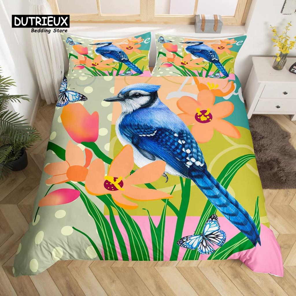 Boho Mandala Bedspread Cover Kit Hummingbird Bed Ensemble Cozy Microfiber Fabric Farmhouse Adorable Birds Comforter Cover Queen Dimension for Kids