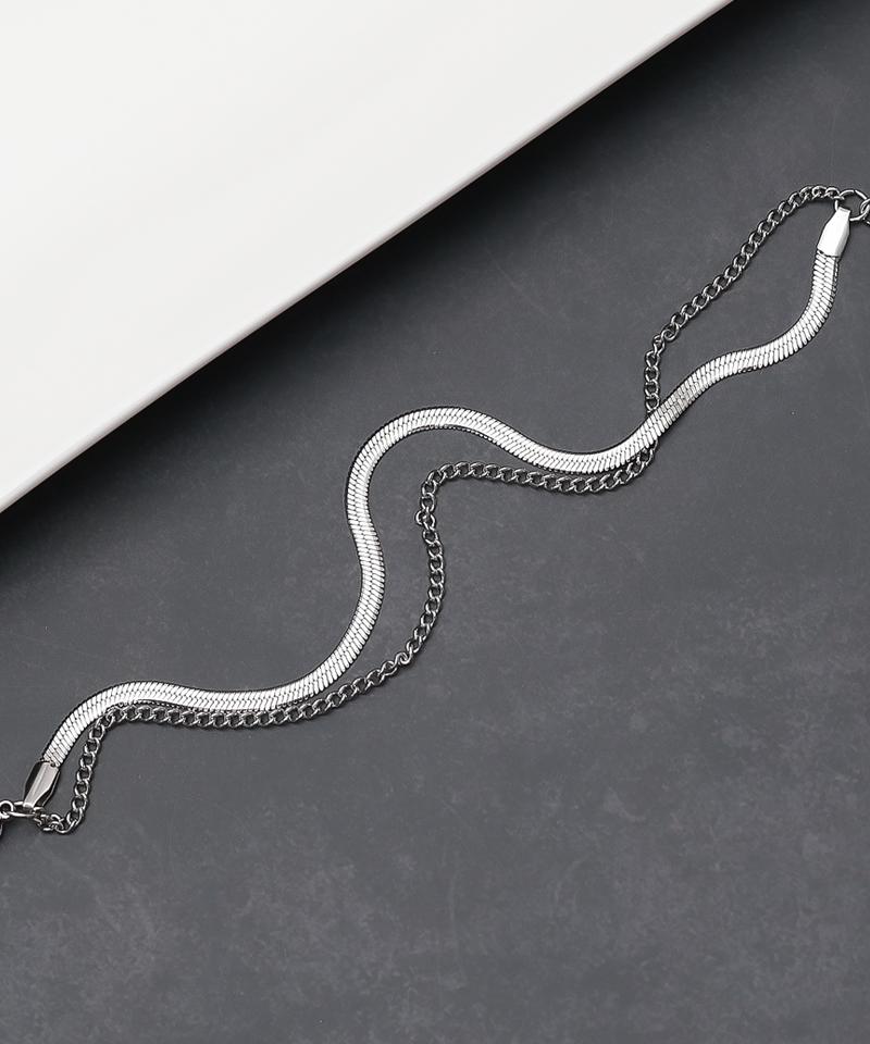 Blancier Fluid Slim Bm261B1283 Layered Snake Chain Men'S Bracelet