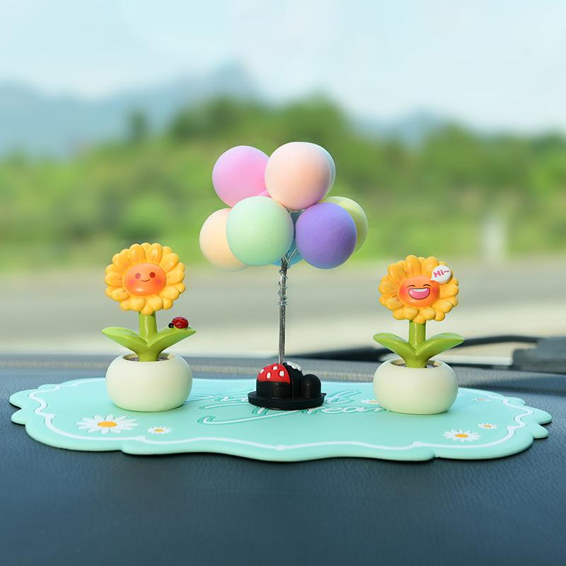 Warme Sonnenblumen-Autodekoration - Niedlicher und beruhigender Blumentopf - Realistische Topfpflanze - Dekoration für die Seitenfenster des Fahrzeugs