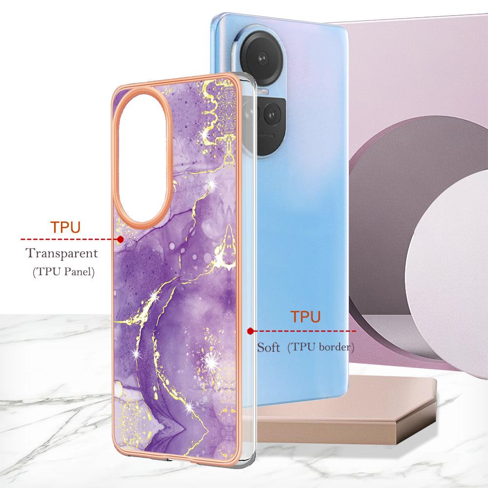 For Oppo Reno10 5G (Global) TPU Case with IMD Marble Pattern Electroplated Back Cover