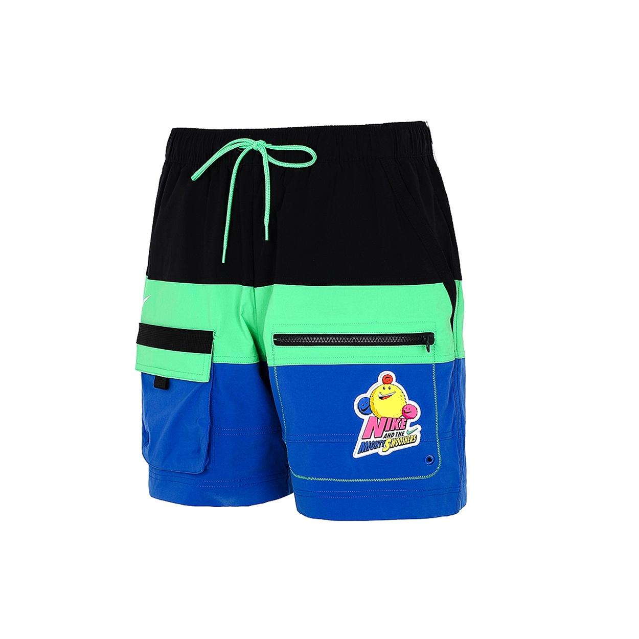 Nike Colorblock Cartoon Pattern Sports Lacing Woven Shorts Black Blue Men s DM7919-011