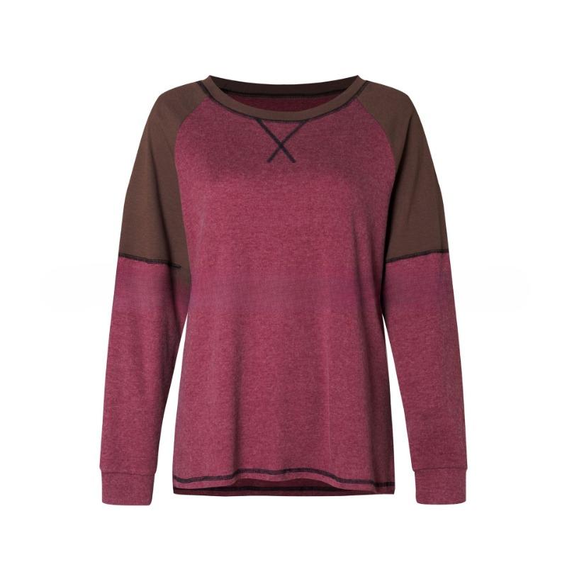 

Весна Осень Женская Длинный Рукав Сращивание Круглый Вырез Повседневная Футболка Свободные Женские Топы Футболки Женские XXL фуксия