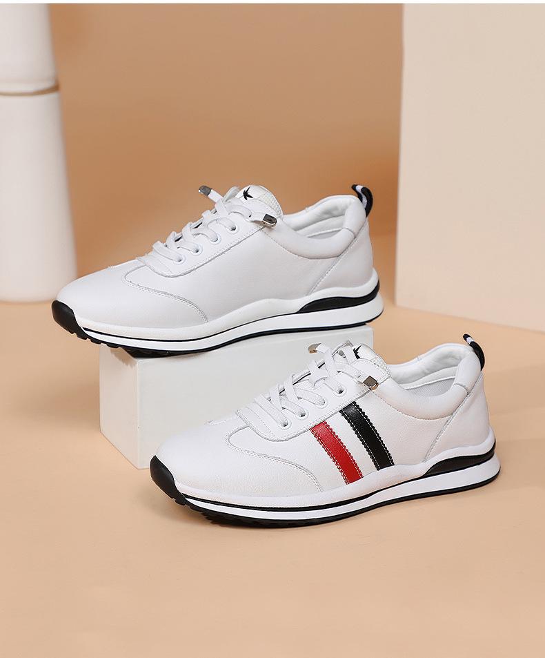 Red Dragonfly Women's Spring Sports Shoes - Soft Sole, Casual, White, Genuine Leather, Waterproof, Plus Velvet