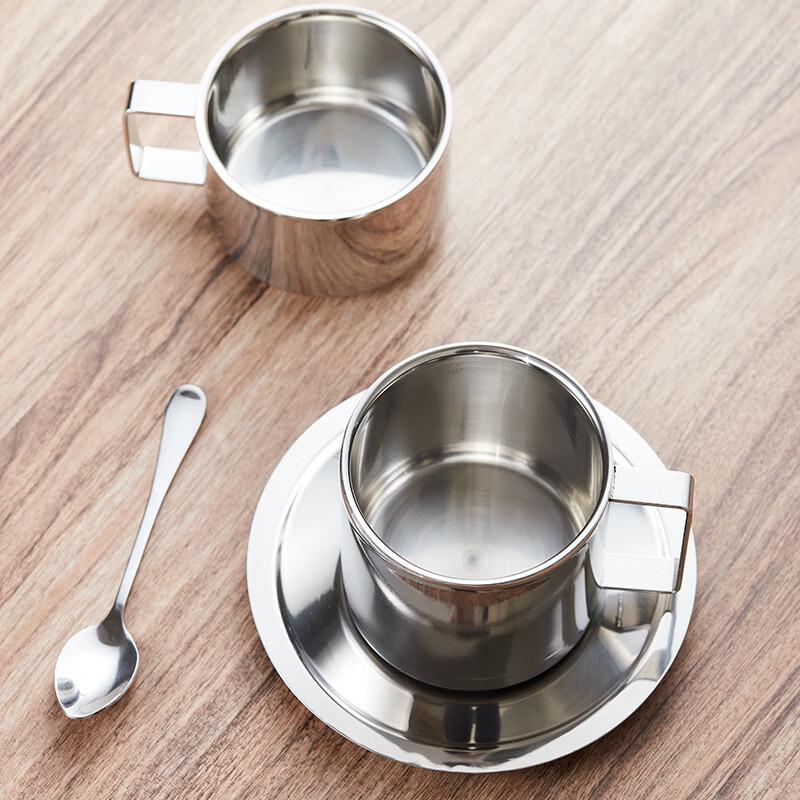 Shangqi 304 Stainless Steel Double-Wall Insulated Cups, 200ml, Set of 2