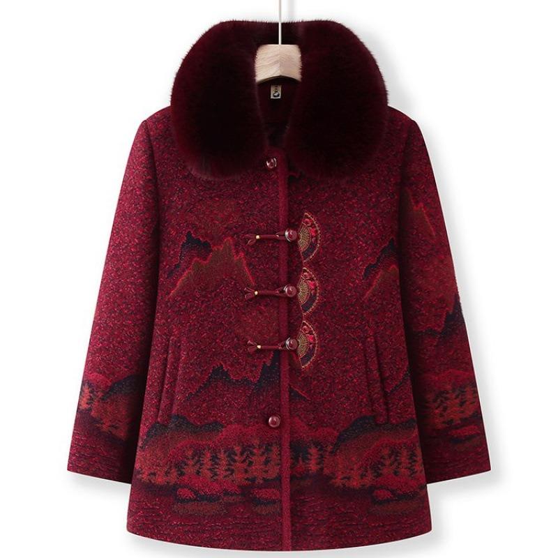 Winter thickened clothes Winter woolen jacket Fleece old lady mink fleece coat