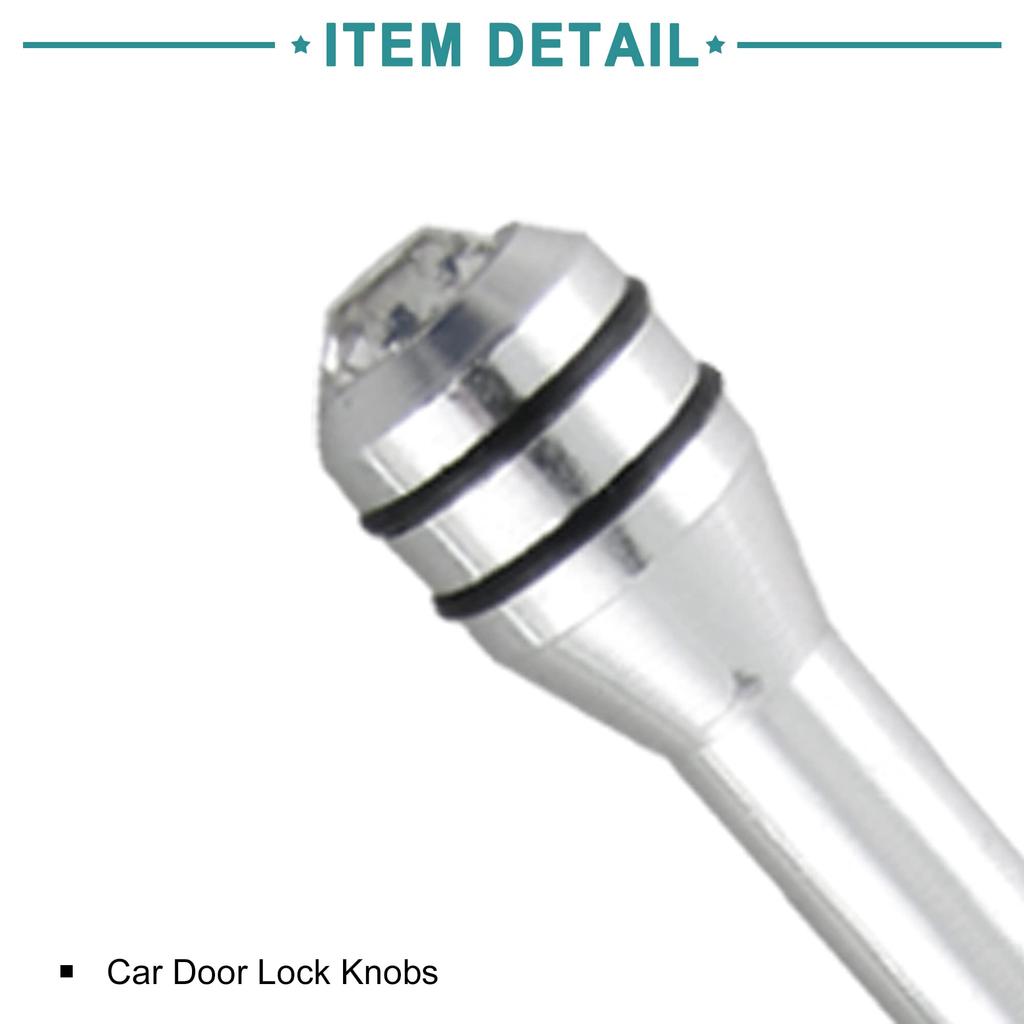 ACROPIX Kolíky zámku dveří auta s kamínkovou dekorací, stříbrný tón, 2 ks