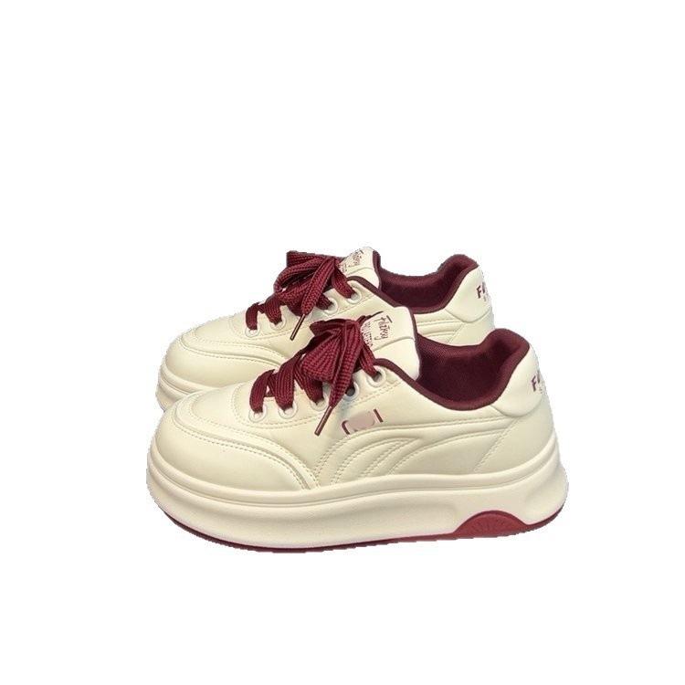 Annual platform sports casual shoes autumn new round head warm heightening board shoes