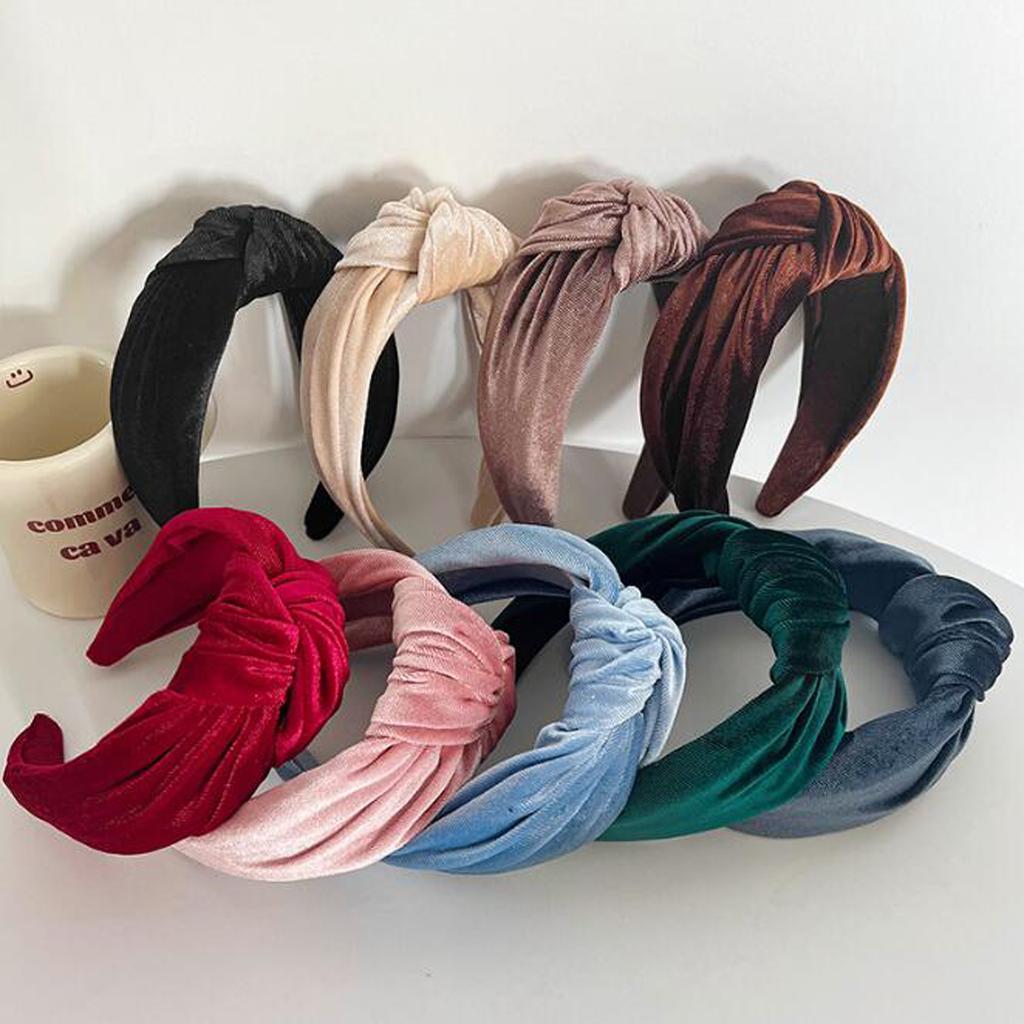 PROLY New Fashion Hairband For Women Solid Color Wide Side Headband Warm Canary Velvet Turban Winter Hair Accessories