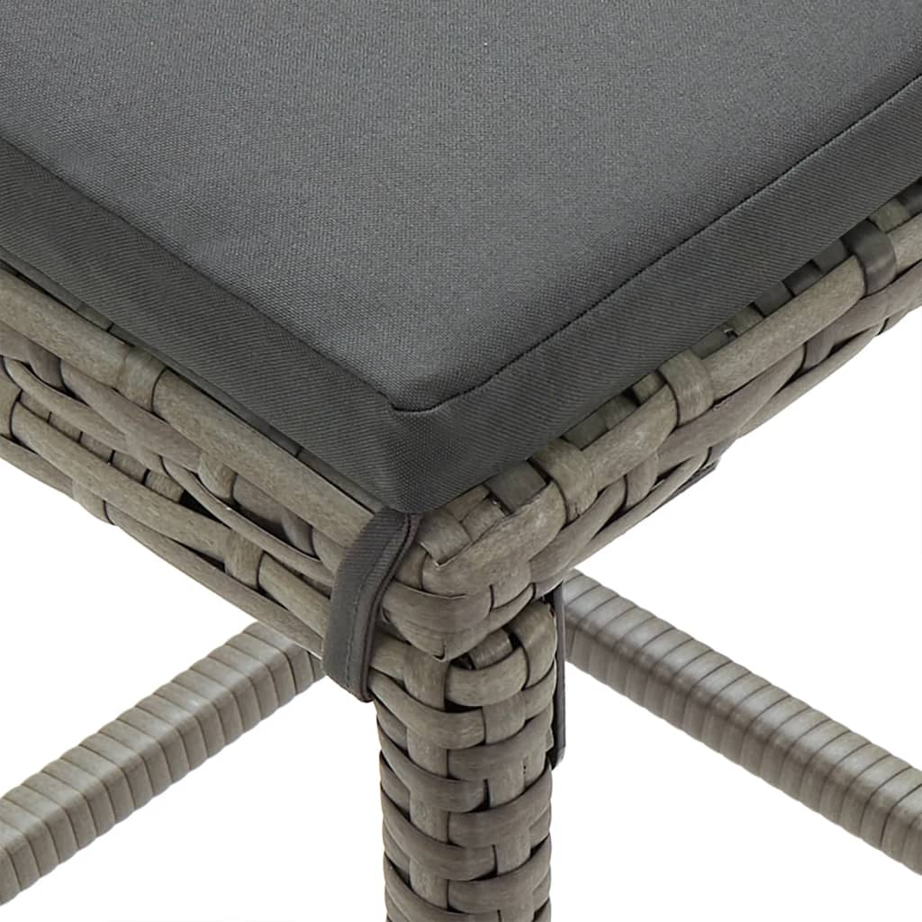 3 Piece Outdoor Bar Set Gray Solid Acacia Wood and Poly Rattan