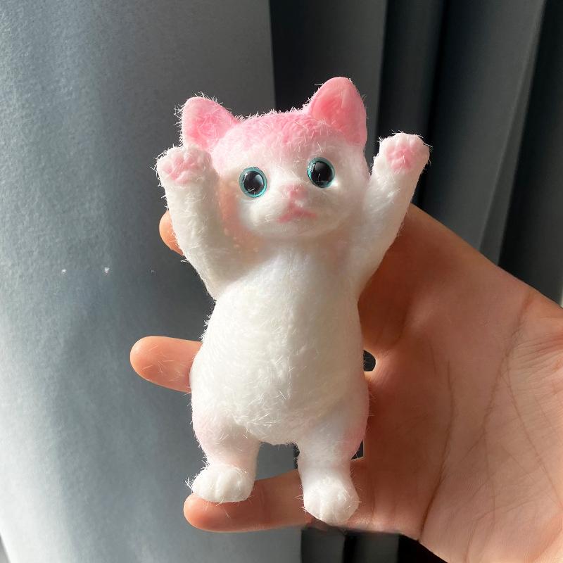 Non-Toxic Cute Big Cat Taba Squishy Silicone Fuzzy Super Big Plush Cat Handmade Kitten Squeeze Toy Mochi Toy Hand Relax Antistress Gift