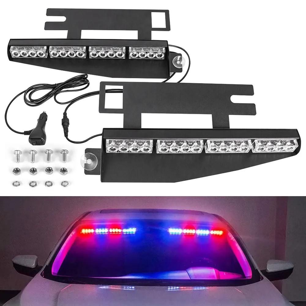 32 LED Emergency Strobe Lights Visor Safety Warning Hazard Dash Windshield Light for Volunteer Vehicles Trucks