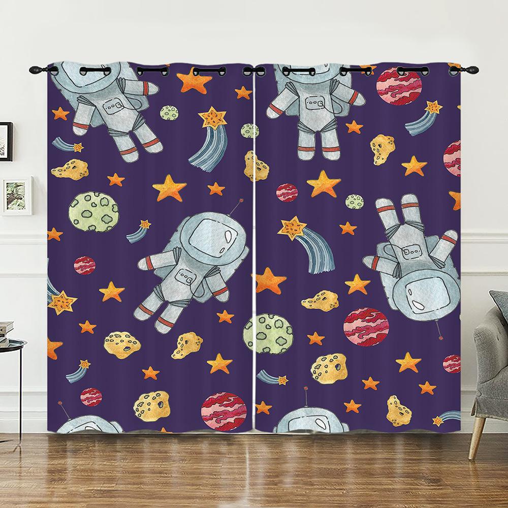 Curtains Bedroom Curtains Digital Printing Astronaut Planet Starry Sky Blackout Curtains