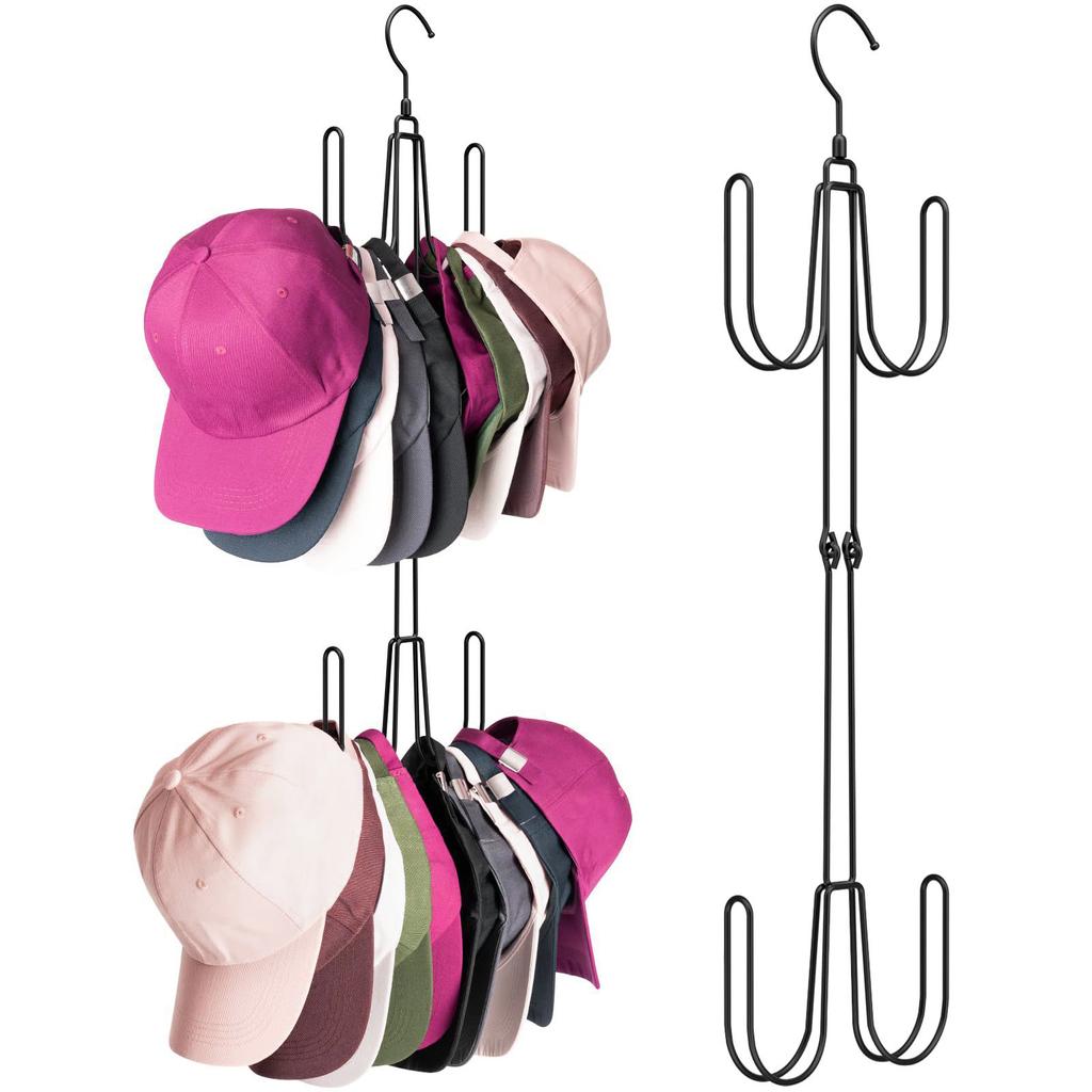 Rotatable Metal Hat Rack Organizers Home Accessory for Caps Space Saving Closet Hanger for Scarves Bags Towels