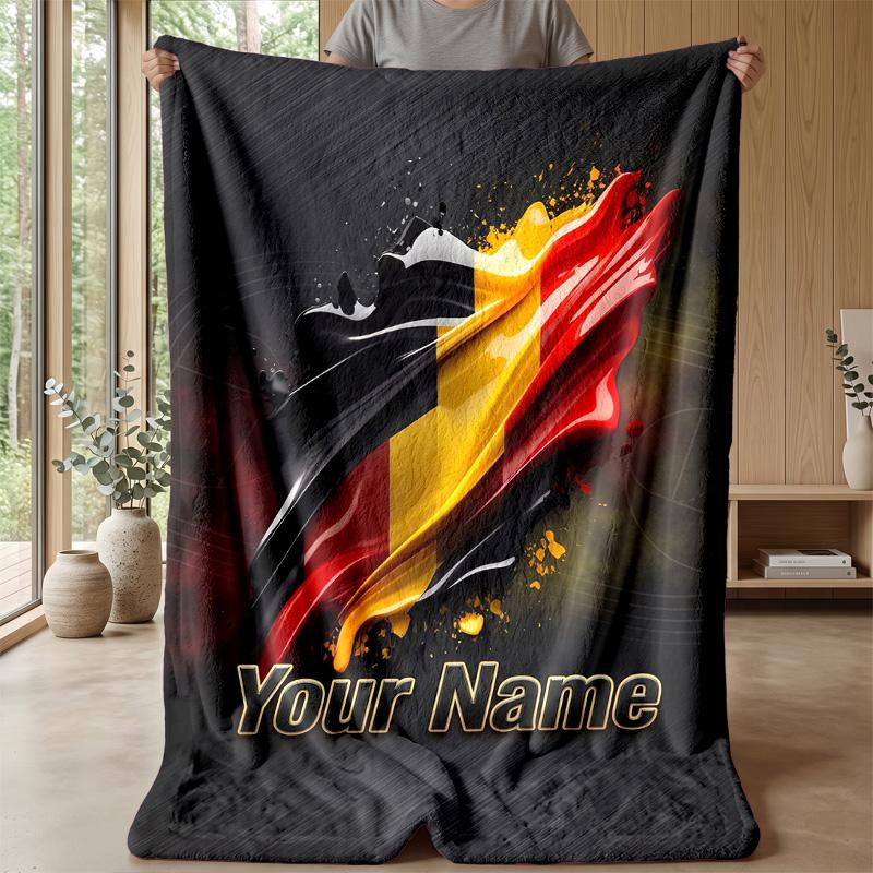 Custom Text Flannel Throw Blanket, Lightweight Cozy Bed Sofa BlanketGermany national football team