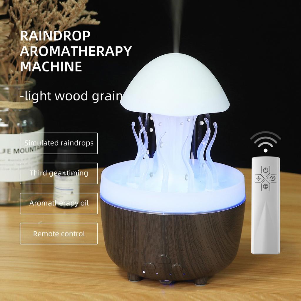 New Colorful Jellyfish Rain Rotating Humidifier Ultrasonic Atomized Rain DropsCloud Rain Mushroom Humidifier AromatherapyMachine